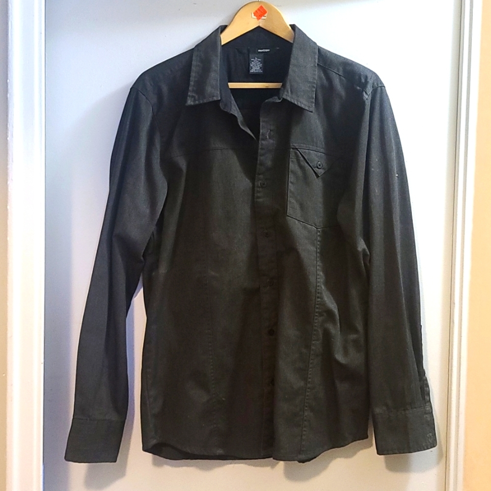 Ambig Men's button-down charcoal denim